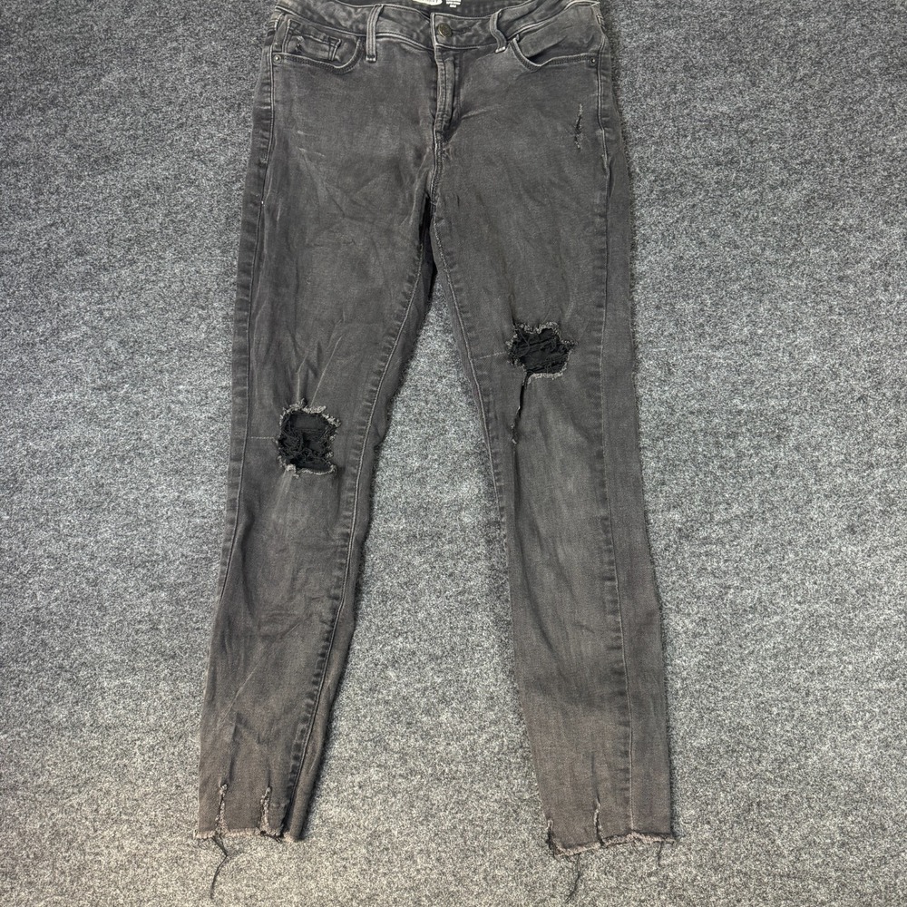 Old Navy Rockstar Super Skinny Ankle Jeans Womens 8 Gray Denim Grunge Distressed